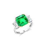 Platinum 18k Yellow Gold 3.91ct Natural Colombian Emerald Diamond Ring
