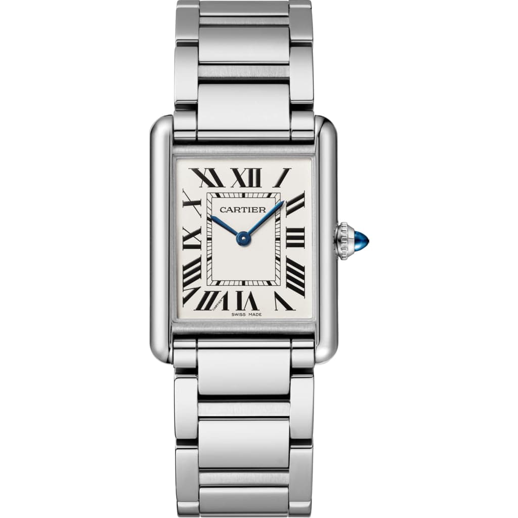 Cartier Tank Louis Small Diamond Rose Gold Leather Strap Women's Watch  WJTA0010