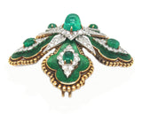 Platinum David Webb Emerald Floral Brooch, GIA Certified