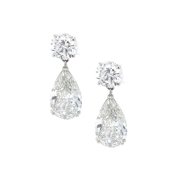 18kt White Gold Pear Diamond Drop Earrings, GIA Certified