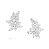 18k White Gold Platinum Pear and Marquise Diamond Cluster Earrings