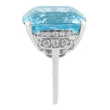 Estate 23ct Aquamarine Diamond Ring in 14k white gold