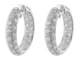 Small Diamond Set White Gold Hoop Earrings