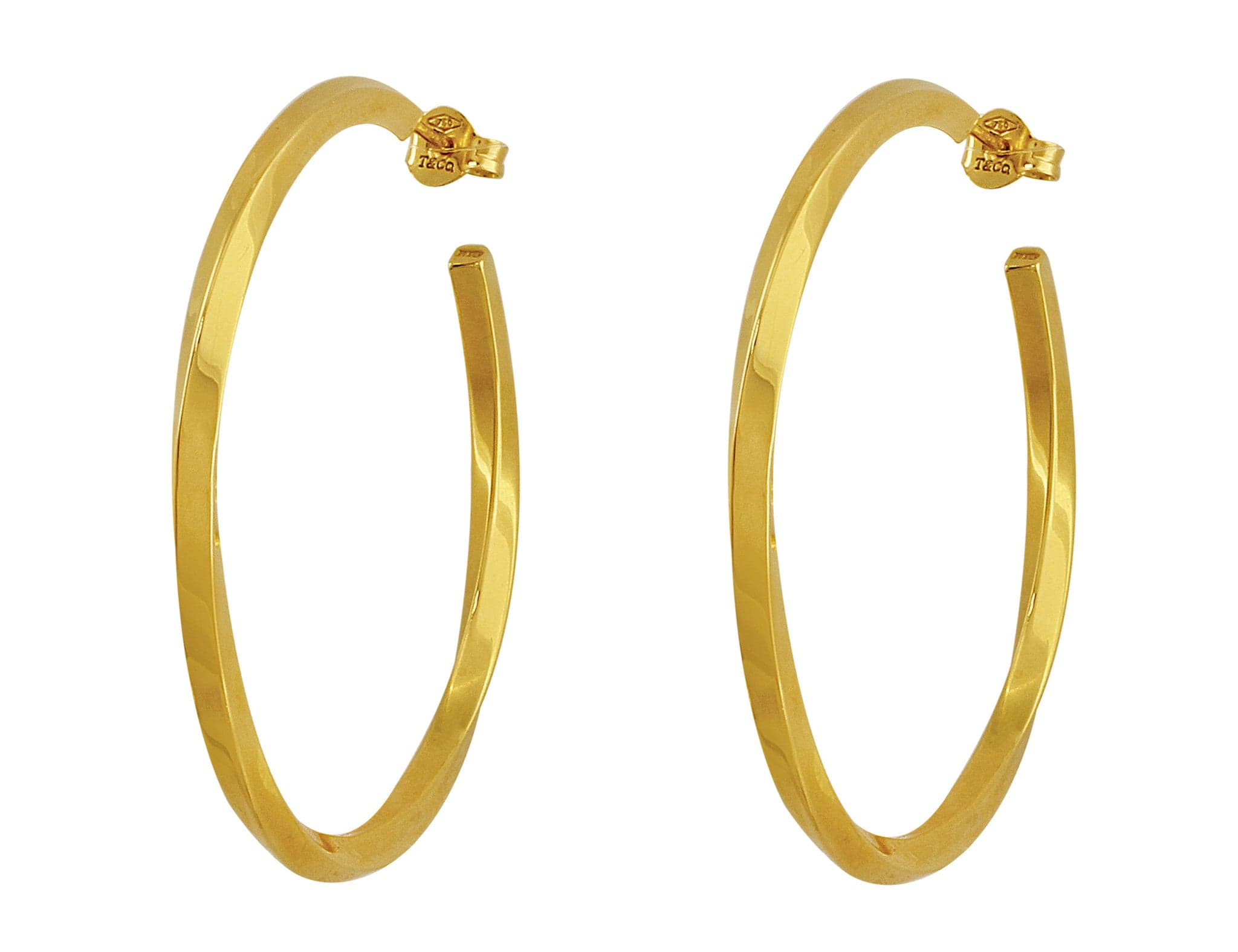 Estate Tiffany Co. Yellow Gold Twist Hoop Earrings CJ Charles