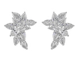 18k White Gold Platinum Pear and Marquise Diamond Cluster Earrings