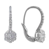 Diamond Flower Lever Back Earrings