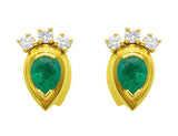 Estate Pear Shaped Emerald and Diamond Earrings