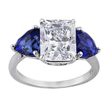3ct Radiant Diamond Sapphire Platinum Ring