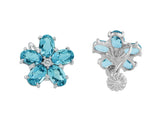 Estate 14k White Gold Aquamarine Diamond Florette Earrings
