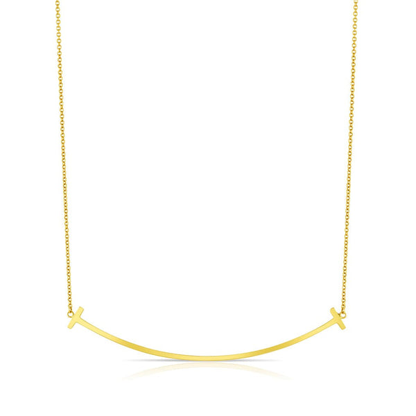Tiffany & Co. 18K Yellow Gold Large T Smile Pendant Necklace - Estate