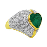 Estate 4ct Emerald Diamond Heart Ring