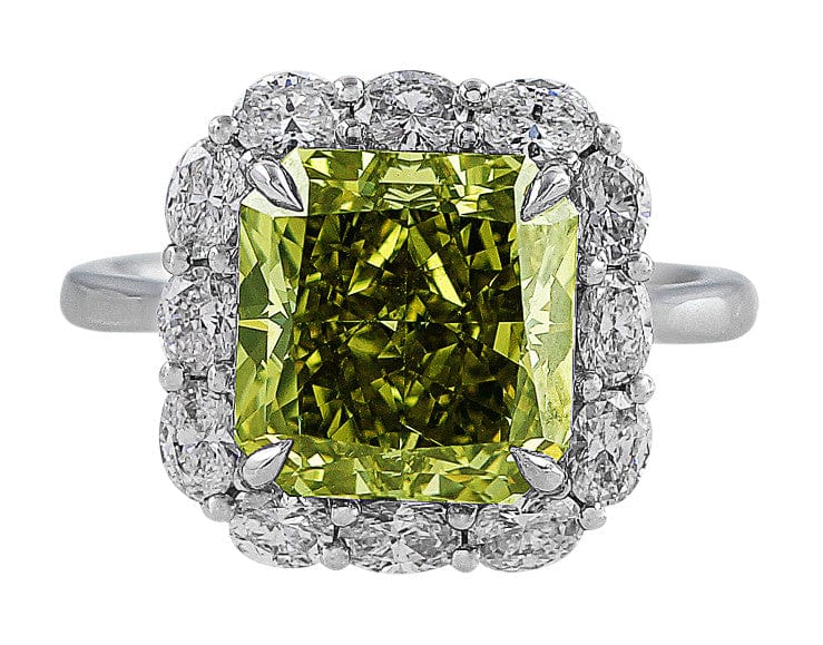 Rivi re Platinum 5ct Fancy Green Diamond Ring GIA Certified CJ