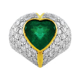 Estate 4ct Emerald Diamond Heart Ring
