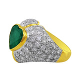 Estate 4ct Emerald Diamond Heart Ring