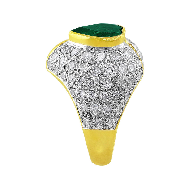 Estate 4ct Emerald Diamond Heart Ring