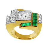 Estate Art Deco Diamond Emerald Ring