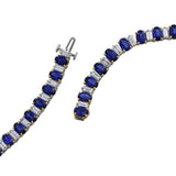 Platinum Oval Sapphire Diamond Necklace