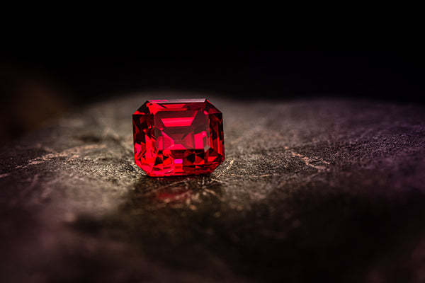 Red ruby on a dark background