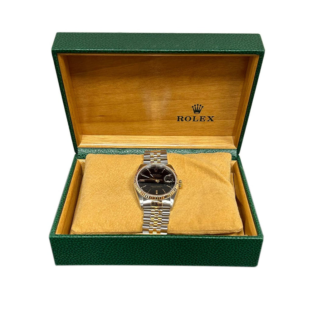 チ*認様 ROLEX Datejust ケース Rolex Datejust 36 Black Dial 16233 - Pre-Owned – CJ Charles Jewelers