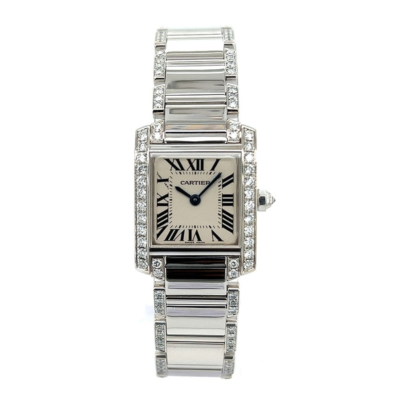 Cartier Tank Francaise White Gold Diamonds WE1002SF - Certified Pre-Owned