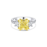 Platinum 18kt Gold 3.03ct Fancy Light Yellow Cushion-Cut Diamond Ring, GIA Certified