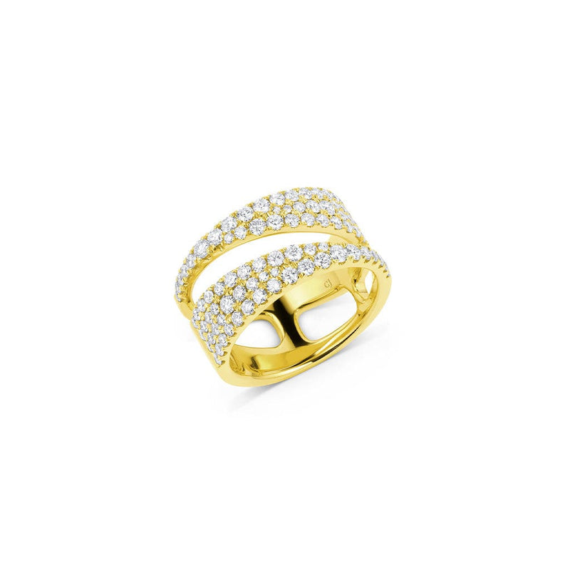 18kt Yellow Gold Diamond Open Swirl Wide Band