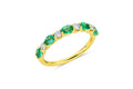 18K Yellow Gold Oval Emerald & Diamond Halfway Band