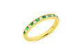 18K Yellow Gold Channel-Set Emerald & Diamond Halfway Band