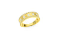 18K Yellow Gold Diamond Halfway Band with Diamond Edges