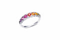 18K White Gold Diamond & Rainbow Sapphire Ring