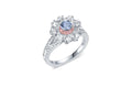 Platinum & 18K Rose Gold Fancy Blue Diamond Flower Ring