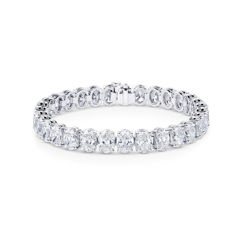 18kt White Gold 30.05ctw Oval Diamond Tennis Bracelet