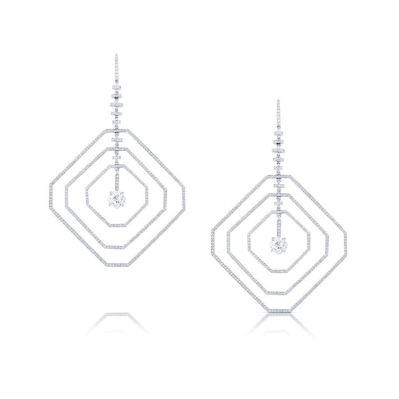 Estate Platinum 4.22ctw Asscher Cut Diamond Earrings, GIA Certified