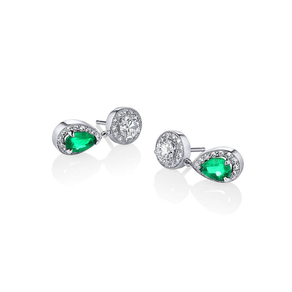 Rivière Platinum 1.50ctw Emerald and Diamond Drop Earrings, GIA Certified
