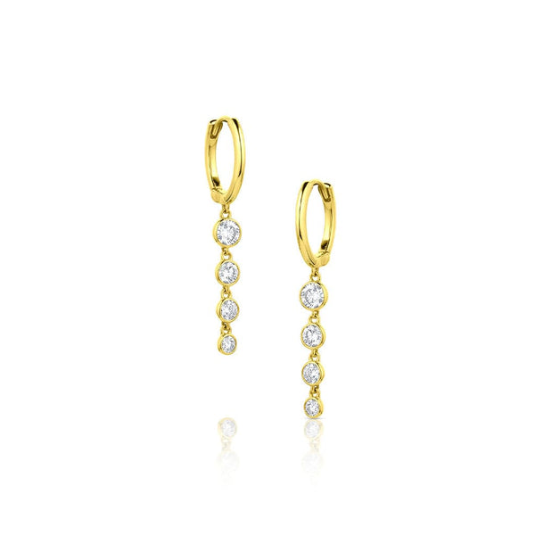 18kt Yellow Gold 0.51ctw Diamond Bezel Drop Earrings