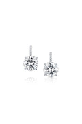 Platinum Round Brilliant Diamond Drop Earrings