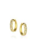 18K Yellow Gold Diamond Hoop Earrings with Filigree