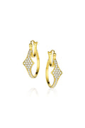 18K Yellow Gold Fan-Shaped Diamond Hoop Earrings
