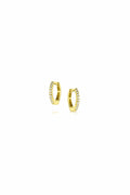 18K Yellow Gold Diamond Mini Huggie Hoop Earrings