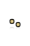 Fancy Light Yellow Diamond & Black Enamel Stud Earrings by Salavetti
