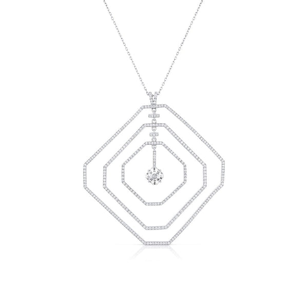 Estate Platinum 1.87ctw Asscher Diamond Pendant Necklace, GIA Certified