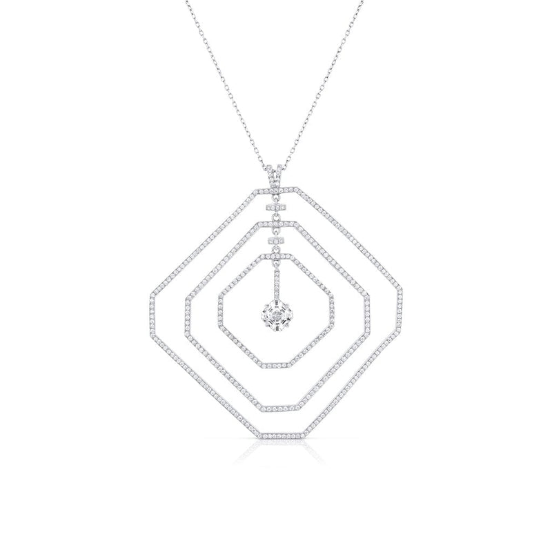 Estate Platinum 1.87ctw Asscher Diamond Pendant Necklace, GIA Certified