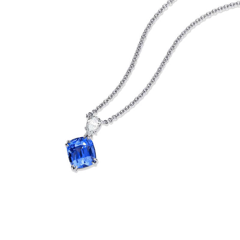 Rivière Platinum Offset Sapphire and Diamond Necklace, GIA Certified