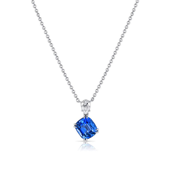 Rivière Platinum Offset Sapphire and Diamond Necklace, GIA Certified