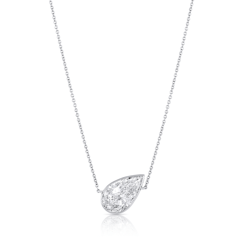 1/5 cttw Lab Created Diamond Pear Shape Pendant Necklace .925 Silver 1/3  Inch - Vir Jewels