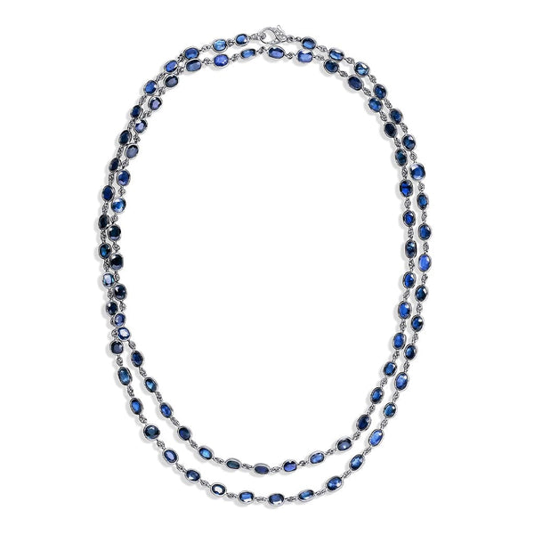 Rivière Platinum 49.62ctw Sapphire 36" Long Necklace