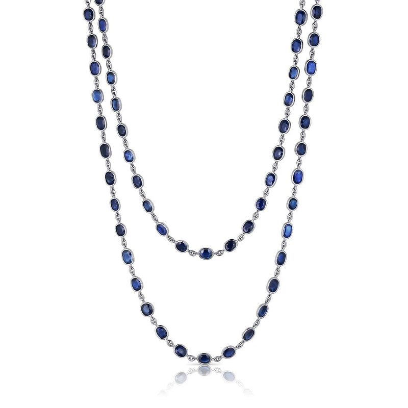 Rivière Platinum 49.62ctw Sapphire 36" Long Necklace