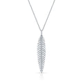 18kt White Gold Diamond Feather Pendant Necklace