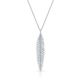 18kt White Gold Diamond Feather Pendant Necklace