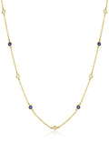 18K Yellow Gold Sapphire & Diamond By-the-Yard Necklace